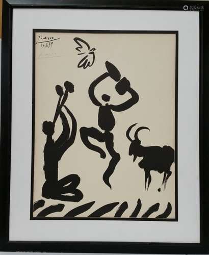 Pablo Picasso Pencil Signed Orig Lithograph Goat Dance