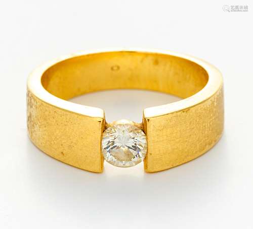 DIAMANT-RING. Deutschland, um 1990. 585/- Gelbgold, gest., Gesamtgewicht: 6,5g. EU-RM: 51,5. 1