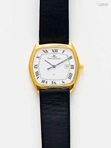 JAEGER LECOULTRESchweiz, um 1980/90.Herrenuhr. Quartz. 750/- Gelbgold, gest., Zffbl. lackiert,