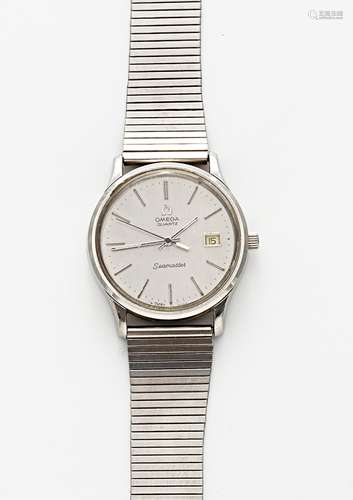 OMEGASchweiz, um 1970.Seamaster. Herrenuhr. Quartz. Stahl, Zffbl. lackiert, bedruckt, Zeiger/Indizes