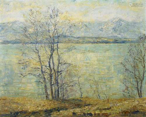 Pippel, Otto Eduard1878 Lodz - 1960 PlaneggVorfrühling am Starnberger See. Öl auf Leinwand. 80 x