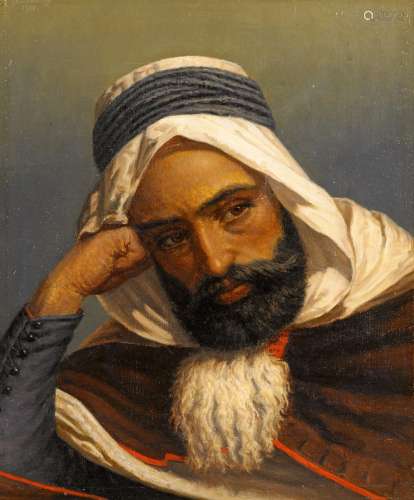Grundtvig, Ludvig1836 Nykobing - 1901 FrederiksbergPortrait eines Arabers. Öl auf Leinwand. 40,5 x