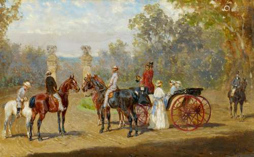 Bensa, Alexander Ritter vonWien 1820 - 1902Im Park von Schloss Schönbrunn bei Wien. Öl auf Holz.