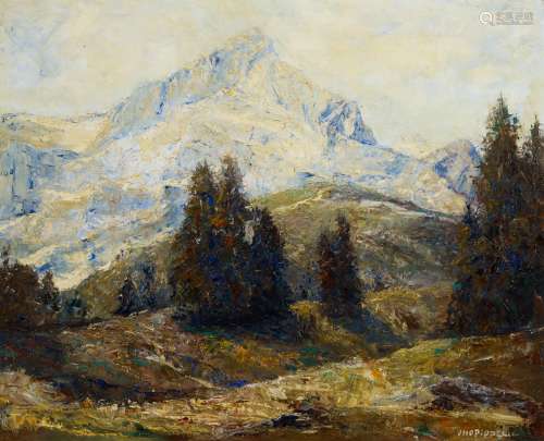 Pippel, Otto Eduard1878 Lodz - 1960 PlaneggDie Alpspitze bei Garmisch. Öl auf Leinwand. 81 x