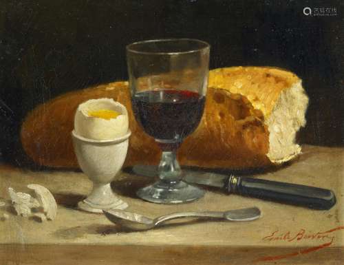 Boivin, Emile1846 Ste-Marie-du-Mont - 1920 AlgierStillleben mit Brot, Wein und einem aufgeschlagenen