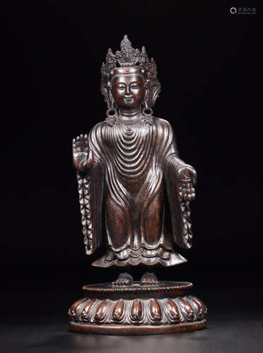 A CHENXIANG WOOD CARVED INDIAN BUDDHA