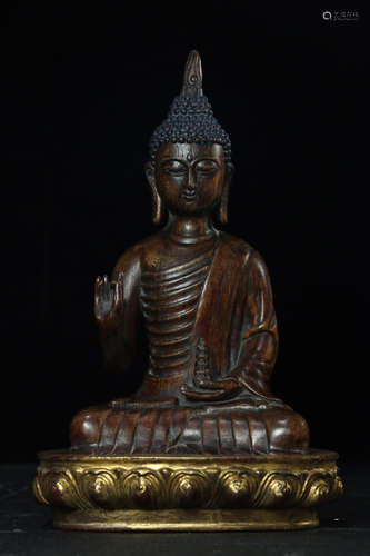 A CHENGXIANG WOOD CARVED PHARMACIST BUDDHA