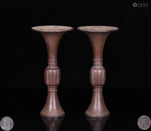 PAIR COPPER GU TYPE VASES