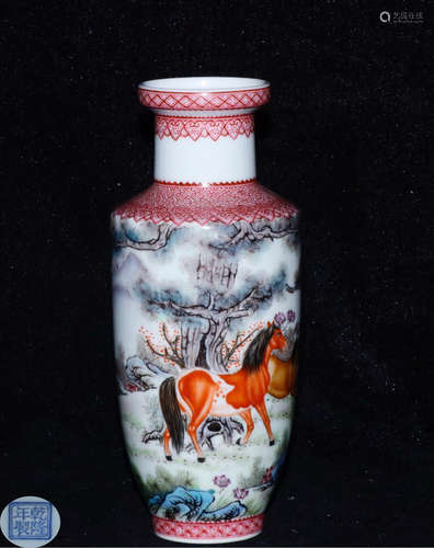 AN ENAMELED GLAZE PAINTING PATTERN VASE