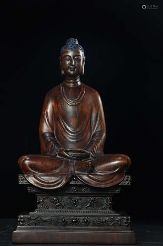 AN OLD CHENXIANG WOOD CARVED BUDDHA