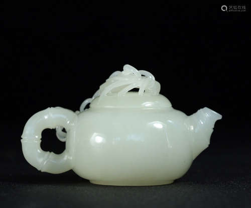 A HETIAN JADE CARVED TEAPOT