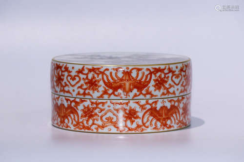 A LANDSCAPE PATTERN RED&INK GLAZED CASE