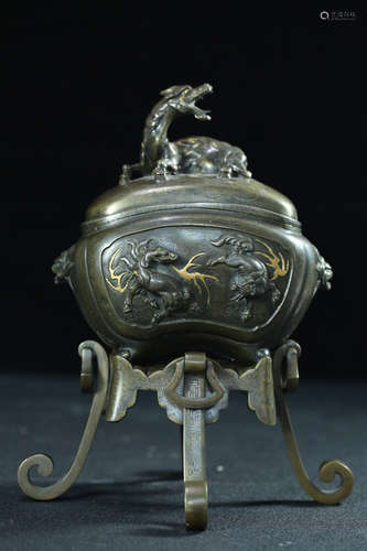 A DRAGON DESIGN BRONZE CENSER