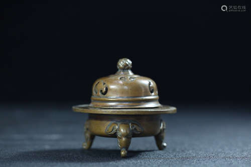 A THREE-FOOT BRONZE CENSER