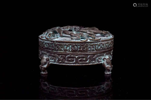 A FLOOD DRAGON PATTERN BRONZE CENSER