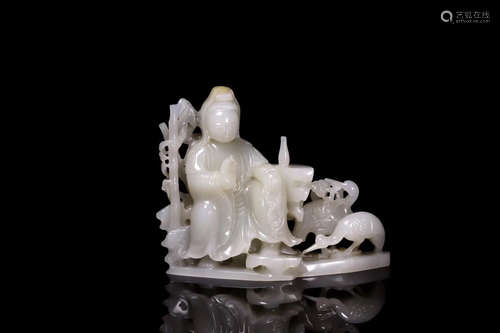 AN OLD TIBETAN GUANYIN DESIGN HETIAN JADE ORNAMENT