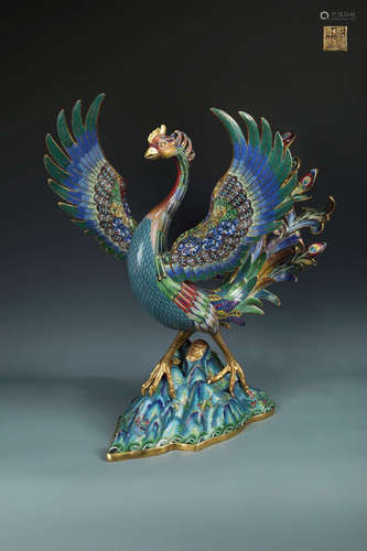 A CLOISONNE PHOENIX DESIGN ORNAMENT