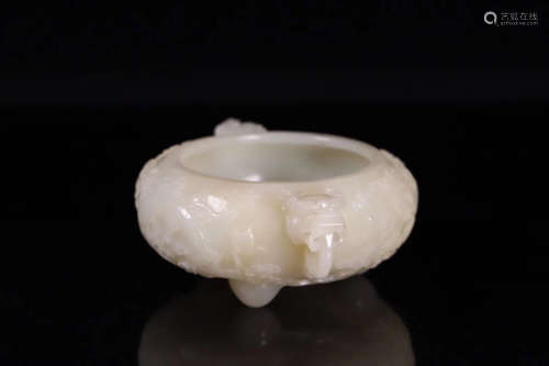 17-19TH CENTURY, A DRAGON DESIGN HETIAN JADE BRUSH WASHER, QING DYNASTY