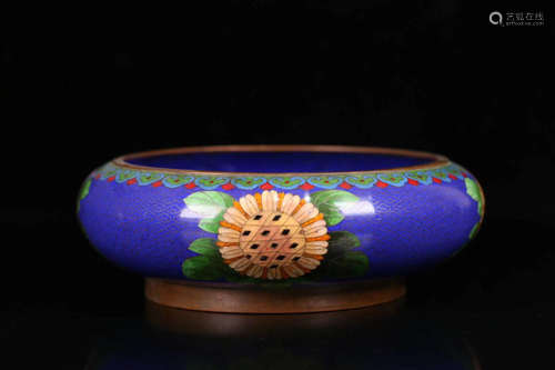 19TH CENTURY, A FLORIAL DESIGN CLOISONNE BRUSH WASHER, REPUBLIC OF CHINA