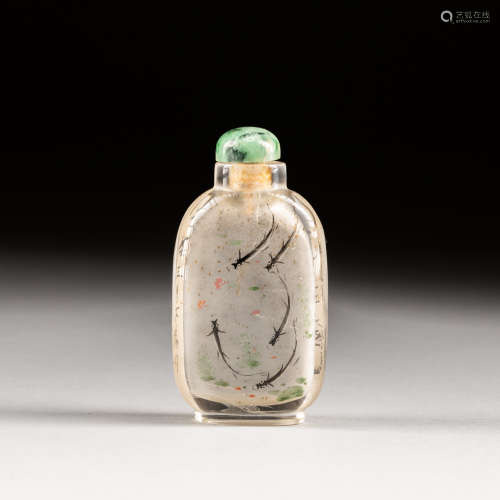 Chinese Antique Crystal Inside Painting Snuff Bottle