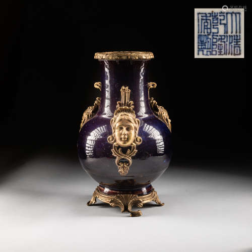 1890-1940 Antique Export Flambé Glazed Vase