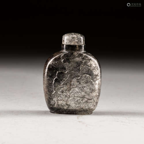 19th Antique Hair Crystal Snuff Bottle