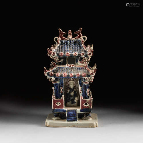 Yuan Style Blue White And Red Glazed Buddha