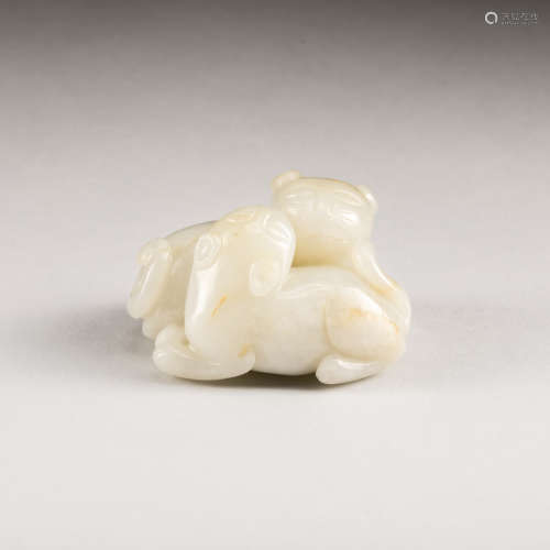 Ming Antique White Jade Cat