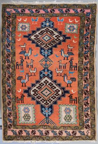 Small Wool Carpet, Probably Turkey or Persian