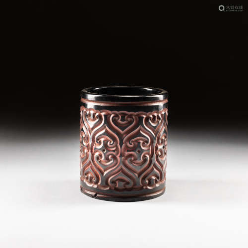 Repaired Antique Ming Style Lacquer Brushpot
