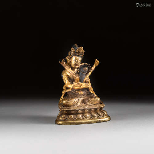 17-18th Style Antique Gilt Bronze Buddha