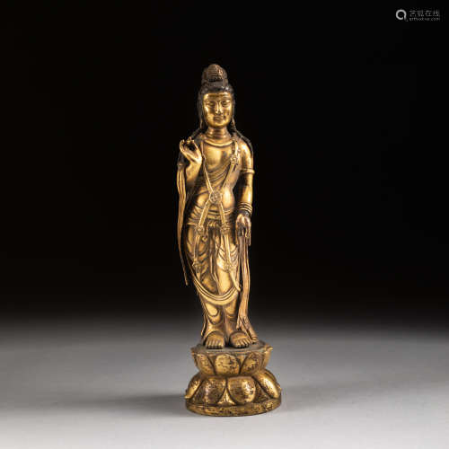 Song/Liao Or Later Antique Gilt Bronze Buddha