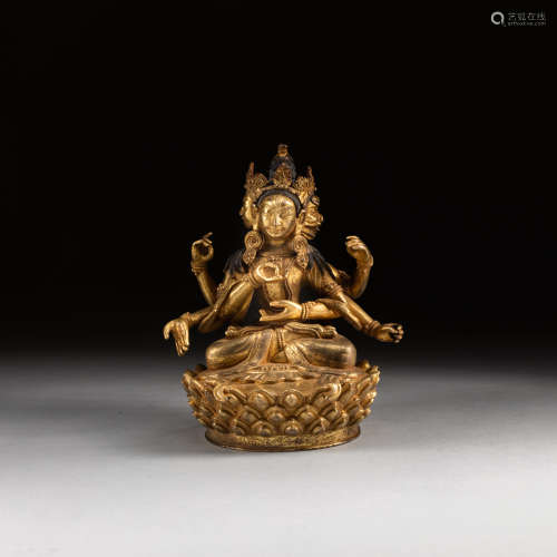 19th Antique Gilt Bronze Buddha