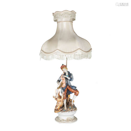 Large Vintage Capodimonte Porcelain Lamp