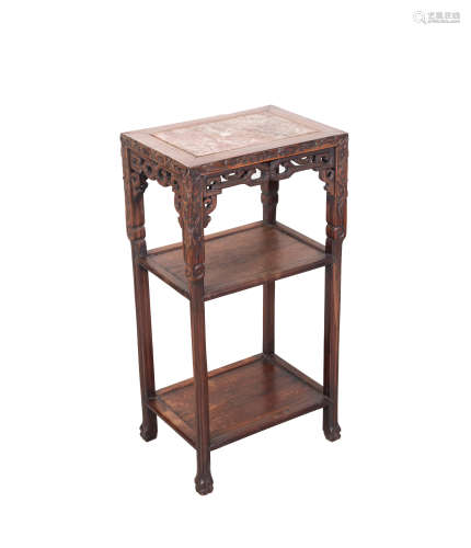 19th Antique Rosewood Marble Inset Tall Table