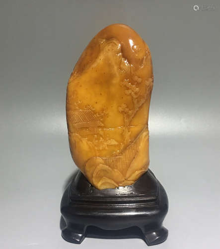 A TIANHUANG STONE CARVED LANDSCAPE PENDANT