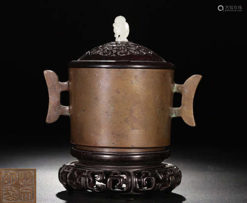 A DOUBLE EARS COPPER CENSER