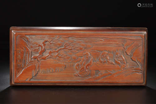A BAMBOO CARVED BRUSH STUDY BOX