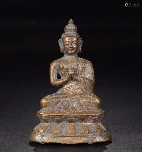 A SITTING LOTUS BUDDHA BRONZE STATUE