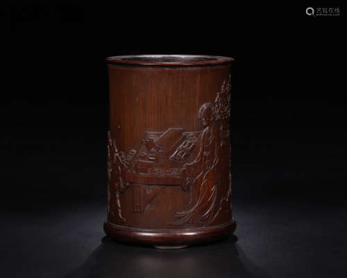 A BAMBOO CARVED BRUSH POT