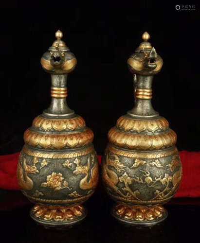 PAIR OF DRAGON AND PHOENIX PATTERN VASE