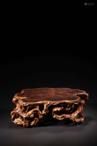 17-19TH CENTURY, A BOXWOOD BASE, QING DYNAST