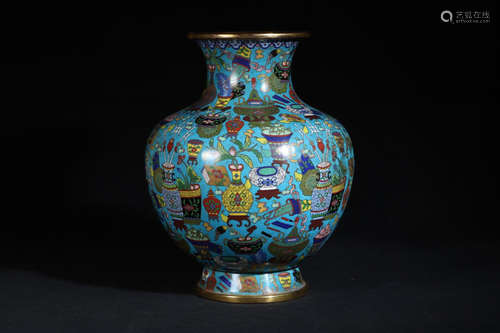 19TH CENTURY, A ANTIQUE FIGURE CLOISONNE VASE, QING DYNASTY