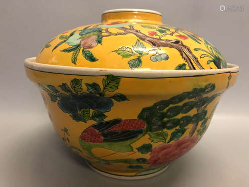 A FLORIAL DESIGN COLOURED PORCELAIN FRUIT BOX, QING DYNASTY