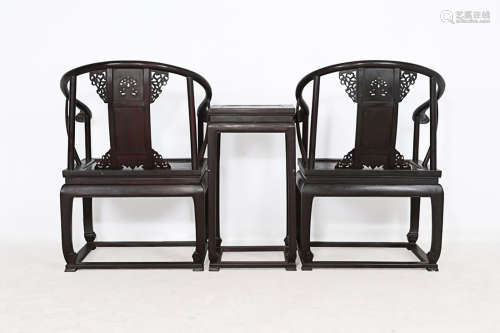 17-19TH CENTURY, A PAIR OF CLOISONNE ROSEWOOD CHAIRS, QING DYNASTY