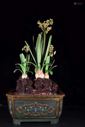 18-19TH CENTURY, A FLOWER DESIGN TEETH BONSAI, LATE QING DYNASTY