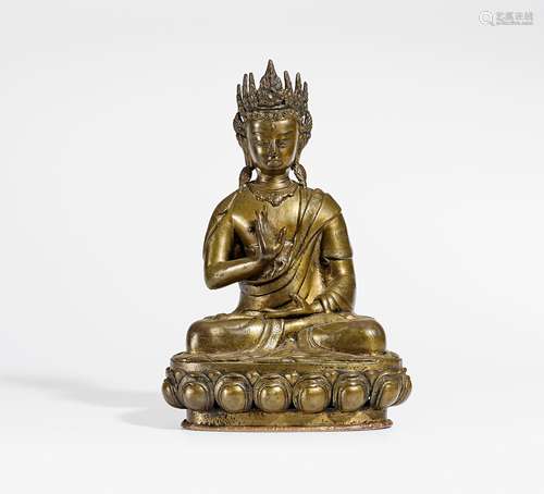 BUDDHA. Nepal. 20. Jh. Bronze. Boden verschlossen. H. 28,5cm. Zustand A/B. Sonderregelungen Art &