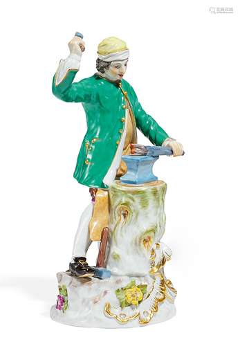 HUFSCHMIED. Meissen. Modell J. J. Kaendler. Porzellan, farbig und gold staffiert. H.22cm.