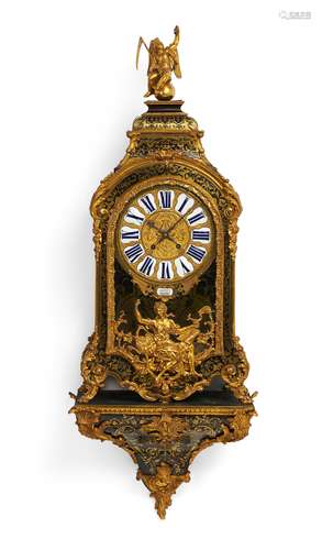 PENDULE AUF KONSOLE STIL LOUIS XV. Frankreich. Boulle Technik Schildpatt und Messing ornamental