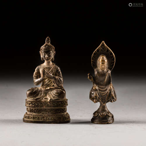 Two Antique Chinese Bronze Buddha